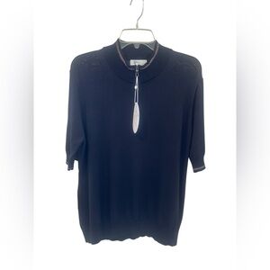GREG NORMAN Women’s Black Polo Ribbed Collar Gold Border Ribbed Waist Size XL